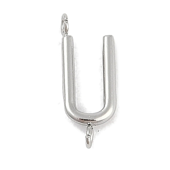 304 Stainless Steel Letter Connector Charms, Stainless Steel Color, Letter U, 12x4.5x2mm, Hole: 1.2mm