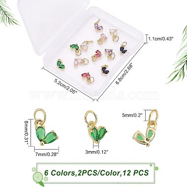 12 Pcs 6 Colors Rack Plating Brass Cubic Zirconia Charms(KK-FH0002-98)-4