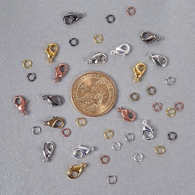 6 couleurs fermoirs à pince de homard et 6 couleurs anneaux à sauter ouverts en laiton pour la fabrication de bijoux(KK-PH0014-01)-6