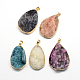 Plated Natural Drusy Agate Teardrop Pendants(G-R275-15)-1