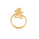 Chapado en iones (ip) 304 anillo de puño abierto de serpiente de acero inoxidable para mujer(X-RJEW-S405-160G)-2