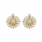 Alloy Pendants, Cadmium Free & Nickel Free & Lead Free, Octagon with Sun, Light Gold, 23x20x3.5mm, Hole: 1.5mm(PALLOY-N155-110-NR)