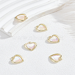 6Pcs Alloy Micro Pave Cubic Zirconia Pendants, Heart Charms, Real 16K Gold Plated, 15.5x15x4mm, Hole: 1.8mm(FIND-LP0002-99)