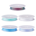 25M 5 Colors Braided Polyester Cord, with PET Plastic Metallic Thread, Round, Mixed Color, 1mm, about 5.47 Yards(5m)/color(OCOR-TA0003-44A)