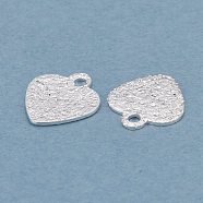 Brass Charms, Heart, 925 Sterling Silver Plated, 8x7x0.5mm, Hole: 1mm(KK-Y003-17S)