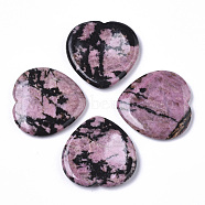 Natural Rhodonite Thumb Worry Stone, Pocket Palm Stones, for Healing Reiki Stress Relief, Heart Shape, 39~40x39~40x5~6mm(G-N0325-01B)
