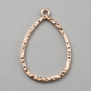 Alloy Open Back Bezel Pendants, for DIY UV Resin, Epoxy Resin, Rose Gold, Teardrop, 35x23x2mm, Hole: 2mm(FIND-TAC0017-41D-RG)