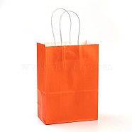Pure Color Kraft Paper Bags, Gift Bags, Shopping Bags, with Paper Twine Handles, Rectangle, Orange Red, 21x15x8cm(AJEW-G020-B-08)