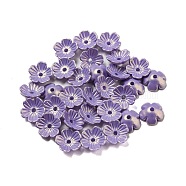 Opaque Acrylic Beads Caps, 5 Petals Flower, Medium Purple, 10.5x11x4mm, Hole: 1.6mm, about 3846 pcs/500g(OACR-Z018-05B)