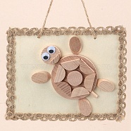 DIY Tortoise Painting Handmade Materials Package for Parent-Child, including Unfished Wood Cabochons, Picture Frame, Rope and Cotton Ribbon, BurlyWood, 12x15x0.25cm, Hole: 3mm(DIY-P036-11)