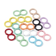 Spray Painted Alloy Spring Gate Rings, Double Round, Mixed Color, 7 Gauge, 43.5x23x3.5mm, Hole: 16.5mm(FIND-C024-01C)