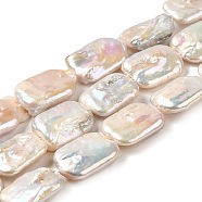 Natural Baroque Pearl Keshi Pearl Beads Strands, Cultured Freshwater Pearl, Rectangle, Grade A, Old Lace, 18.5~19.5x14~15x4.5~5.5mm, Hole: 0.7mm, about 21pcs/strand, 15.63''(39.7cm)(PEAR-E016-019)