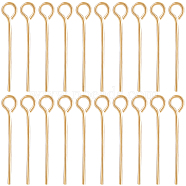 Brass Eye Pins, for Jewelry Making, Real 18K Gold Plated, 21 Gauge, 20x0.7mm, Hole: 2mm, about 200pcs(KK-BBC0012-23C)
