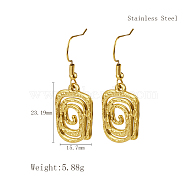 Stylish Stainless Steel Spiral Pendant Dangle Earrings for Daily Wear, Multiple Options, Golden, Rectangle, 23.19x15.7mm(NP0587-1)