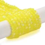 Transparent Glass Beads Strands, Faceted, Frosted, Half AB Color Plated, Rondelle, Yellow, 2.9~3.3x2mm, Hole: 0.7mm, about 148~150pcs/strand, 39.5~40cm(EGLA-A044-T2mm-MB29)