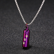 Stainless Steel Column Pendant Necklaces for Women, Urn Ashes Necklaces, Purple, no size(SF8174-2)