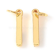 Brass Charms, with Jump Rings, Letter, Real 18K Gold Plated, Letter.I, I: 10x1.5x1mm, Hole: 2.5mm(KK-I672-01I-G)