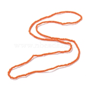Waist Beads, Candy Color Glass Seed Beads Stretch Body Chain, Sunmmer Jewelry for Women, Orange, 31-1/2~31-7/8 inch(80~81cm)(AJEW-P095-01E)