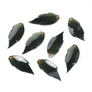 Plastic Pendants, Leaf, Dark Slate Gray, 28.5x12x3mm, Hole: 1mm(KY-N015-043)