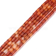 Natural Red Agate Beads Strands, Column, 3.8~4.3x2.4mm, Hole: 0.9mm, about 87pcs/strand, 14.88~15.12 inch(37.8~38.4cm)(G-M389-01)