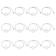 12Pcs 3 Style 304 Stainless Steel Bracelet Making, with Lobster Claw Clasps, Link Chains and Flat Round Cabochon Settings, Stainless Steel Color, 4pcs/style(MAK-UN0001-36)