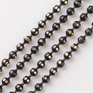 Brass Faceted Ball Chains, Soldered, Rack Plating, Two Tone, Black, 1.5mm(CHC-D268-15)