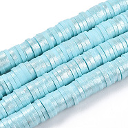 Handmade Polymer Clay Beads Strands, Pearlized, Disc/Flat Round, Heishi Beads, Light Sky Blue, 6mm, Hole: 1.5mm, 15.75''(40cm)(CLAY-CJC0015-01H)