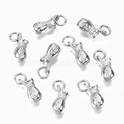 304 Stainless Steel Charms, with Jump Rings, Purse, Stainless Steel Color, 12x5x5mm, Jump Ring: 5x0.8mm, 3.4mm inner diameter(STAS-S116-013P)