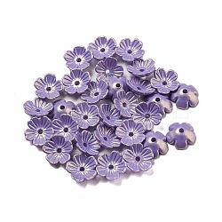 Opaque Acrylic Beads Caps, 5 Petals Flower, Medium Purple, 10.5x11x4mm, Hole: 1.6mm, about 3846 pcs/500g(OACR-Z018-05B)