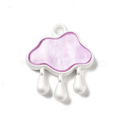 Baking Paint Zinc Alloy with Resin Pendant, Rainny Cloud, Plum, 18.5x15.5x3mm, Hole: 1.6mm(FIND-Z038-01D)