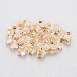 Eco-Friendly Plastic Ear Nuts, Earring Backs, with 304 Stainless Steel Findings, Heart, White, Golden, 5.5x6x5~5.5mm, Hole: 1.2~1.4mm(X-STAS-K203-04A-G)