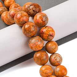 Graduated Natural Imperial Jasper Beads Strands, Dyed, Round, Dark Orange, 10~18mm, Hole: 1.6mm, about 29pcs/strand, 16.14''(41cm)(G-P551-B01-01)