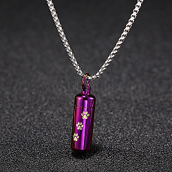 Stainless Steel Column Pendant Necklaces for Women, Urn Ashes Necklaces, Purple, no size(SF8174-2)