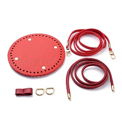 (Defective Closeout Sale: Metal Parts are Oxidized), DIY PU Leather Knitting Crochet Bags, with Bottom, Drawstring and Shoulder Strap, for DIY Craft Shoulder Bags , Red, 125.5x0.7x0.3cm(DIY-XCP0001-26A)