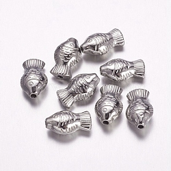 CCB Plastic Beads, Fish, Platinum, 9x15x5.5mm, Hole: 1.5mm(CCB-F006-32P)