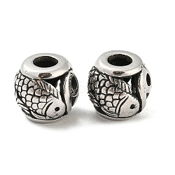 316 Surgical Stainless Steel  Beads, Fish, Antique Silver, 11x10mm, Hole: 4mm(STAS-Q304-02AS)