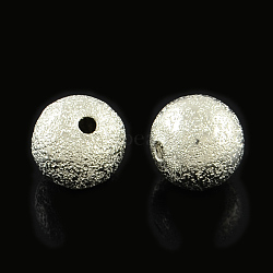 Brass Textured Beads, Cadmium Free & Lead Free, Round, Platinum, 10mm, Hole: 2mm(KK-R012-10mm-P)