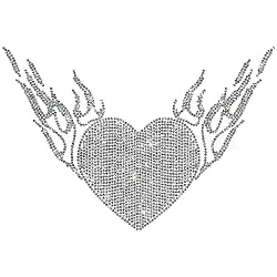 Glass Hotfix Rhinestone, Iron on Appliques, Costume Accessories, for Clothes, Bags, Pants, Heart, 300x230mm(DIY-WH0508-001)