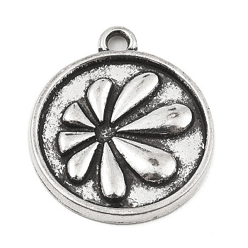 DIY Alloy Pendants, Flat Round with Ocean Series, Flower, 20x17x2mm, Hole: 1.8mm