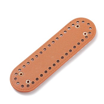 (Defective Closeout Sale: Oxidation of Metal Nail), PU Leather Crochet Bag Bottom, Bottom Shaper Pad for Bags Cushion Base, with Holes, Chocolate, 18x5.1x0.9cm, Hole: 5mm