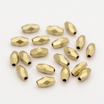 Faceted Rice Matte Style Plastic Beads, Gold, 8x4mm, Hole: 1.5mm, about 1250pcs/50g