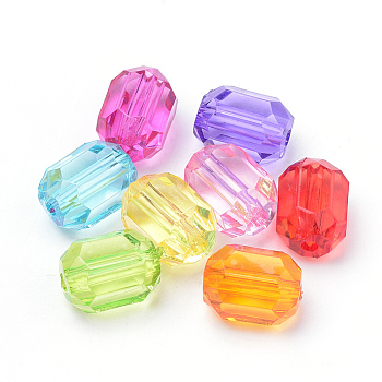 Transparent Acrylic Beads, Oval, Faceted, Mixed Color, 14x10mm, Hole: 2mm, about 435pcs/500g