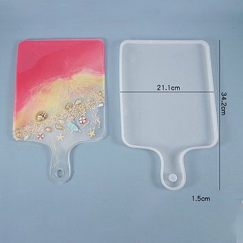Rectangle Dessert Tray with Handle Silicone Molds, for UV Resin, Epoxy Resin Craft Making, White, 342x211x15mm