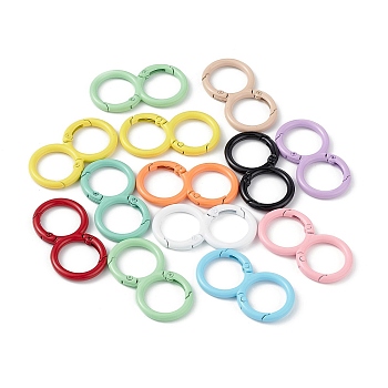 Spray Painted Alloy Spring Gate Rings, Double Round, Mixed Color, 7 Gauge, 43.5x23x3.5mm, Hole: 16.5mm