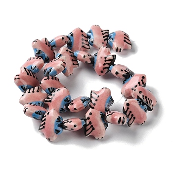 Handmade Porcelain Beads, Fish, Light Coral, 15.5x18.5x6.5mm, Hole: 1.5mm