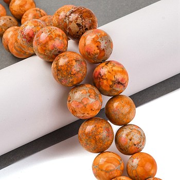 Graduated Natural Imperial Jasper Beads Strands, Dyed, Round, Dark Orange, 10~18mm, Hole: 1.6mm, about 29pcs/strand, 16.14''(41cm)