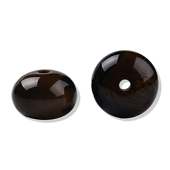 Resin Beads, Imitation Gemstone, Flat Round, Coconut Brown, 16x11mm, Hole: 2.1~2.3mm
