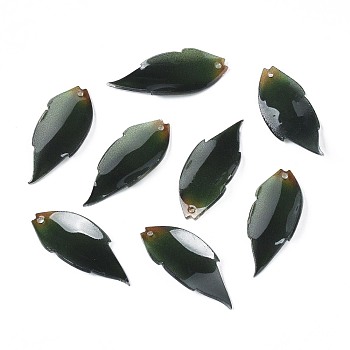 Plastic Pendants, Leaf, Dark Slate Gray, 28.5x12x3mm, Hole: 1mm