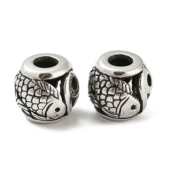 316 Surgical Stainless Steel  Beads, Fish, Antique Silver, 11x10mm, Hole: 4mm