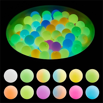 24Pcs 12 Colors Round Luminous Silicone Beads, DIY Nursing Necklaces and Bracelets Making, Chewing Pendants For Teethers, Glow in the Dark, Mixed Color, 12mm, Hole: 2mm